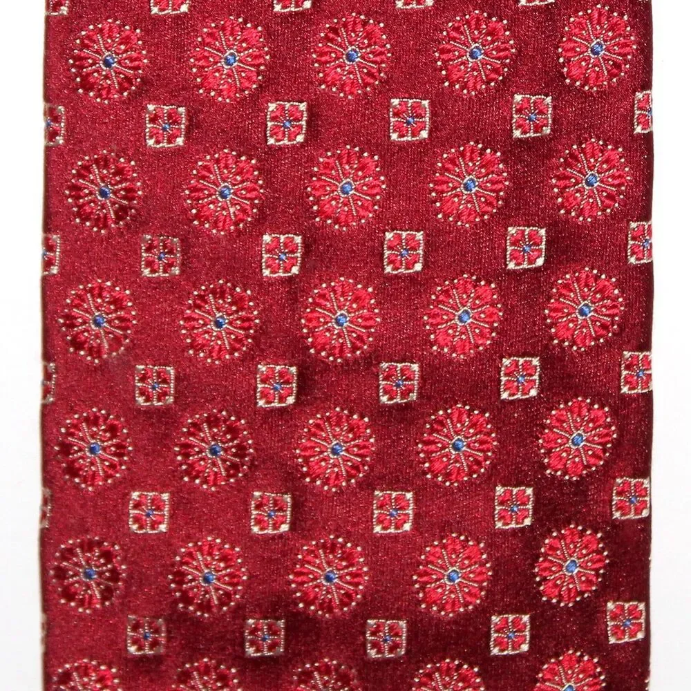 Hugo Boss Necktie Red 100% silk Italy abstract